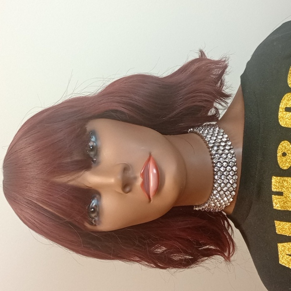 Burgundy Bob wig synthetic